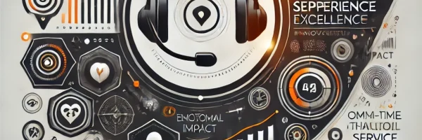 Customer experience metrics infographic with headset.