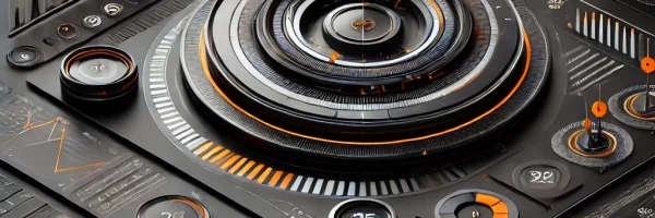 Futuristic data analytics dashboard interface.