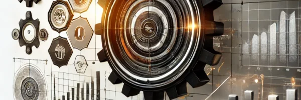 Dashboard with gears and performance indicators